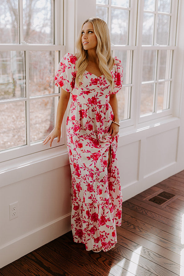 Sweet Surprise Floral Maxi Dress in Hot Pink Image - 3