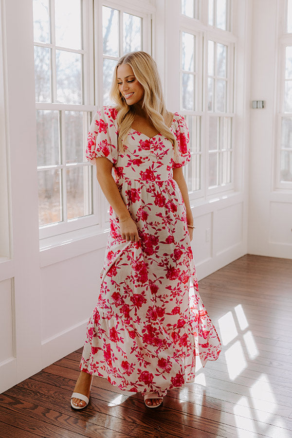 Sweet Surprise Floral Maxi Dress in Hot Pink Image - 1