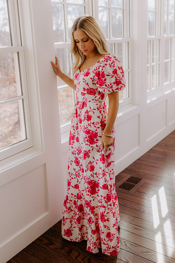 Sweet Surprise Floral Maxi Dress in Hot Pink Image - 4