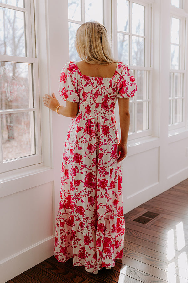 Sweet Surprise Floral Maxi Dress in Hot Pink Image - 5