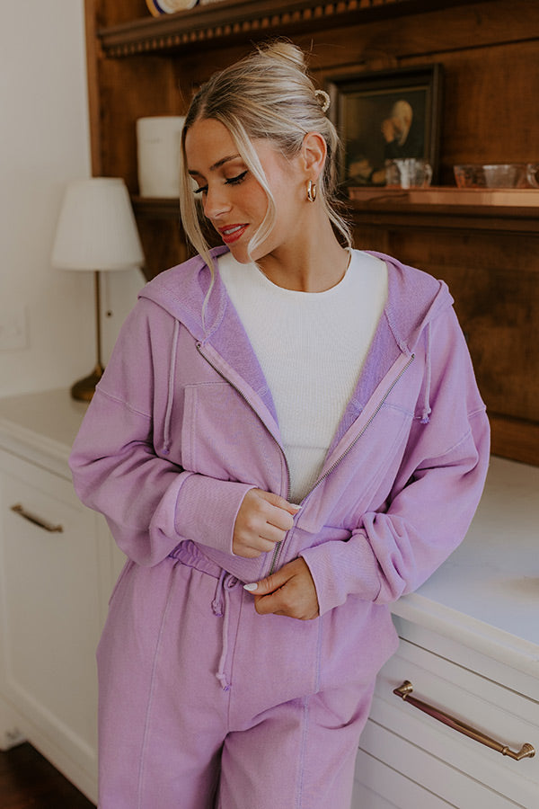 Road Trip Ready Vintage Wash Crop Sweater in Dusty Purple Image - 4