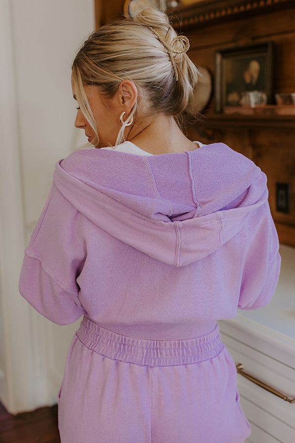 Road Trip Ready Vintage Wash Crop Sweater in Dusty Purple Image - 3