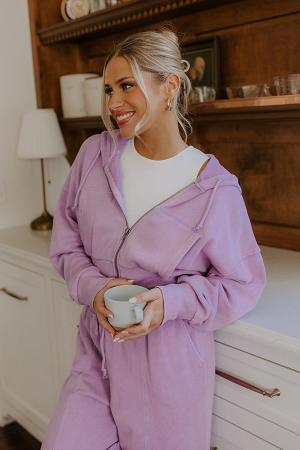 Road Trip Ready Vintage Wash Crop Sweater in Dusty Purple Image - 2