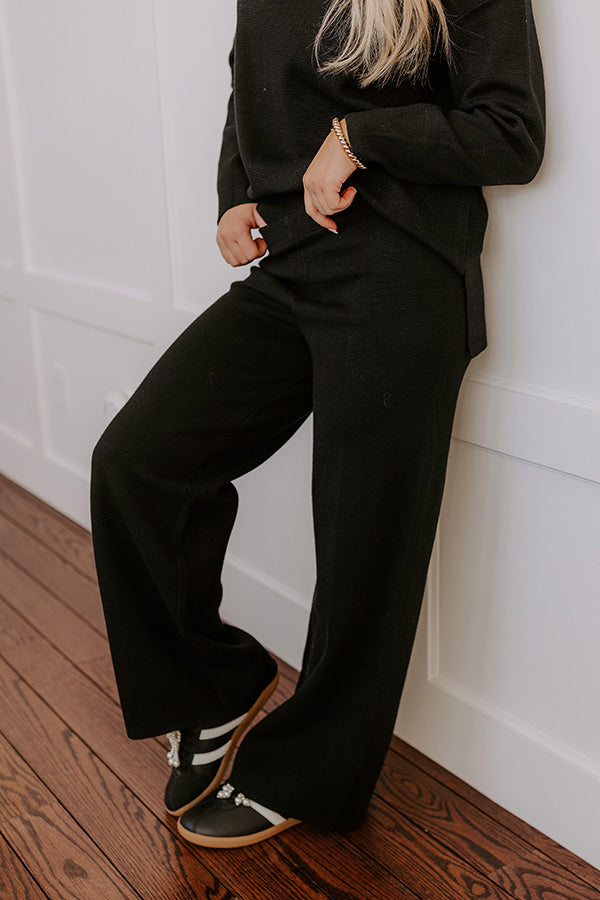 Small Town Bistro High Waist Knit Pants in Black Image - 2