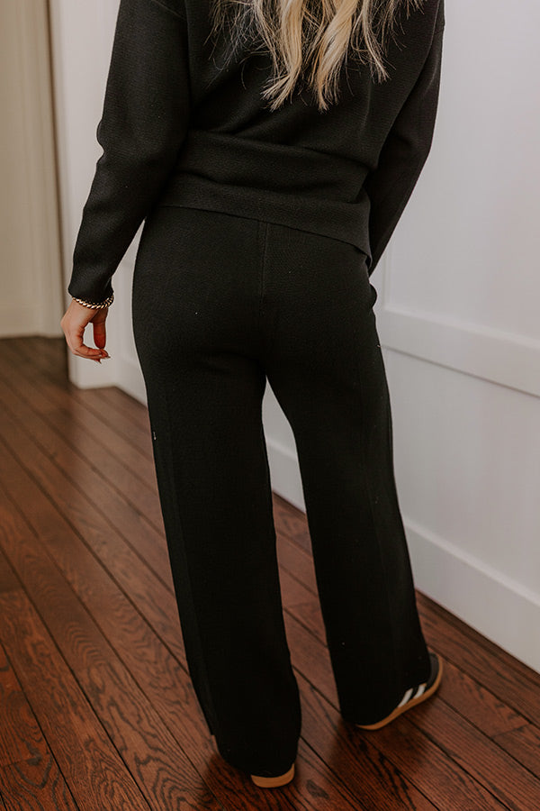 Small Town Bistro High Waist Knit Pants in Black Image - 5