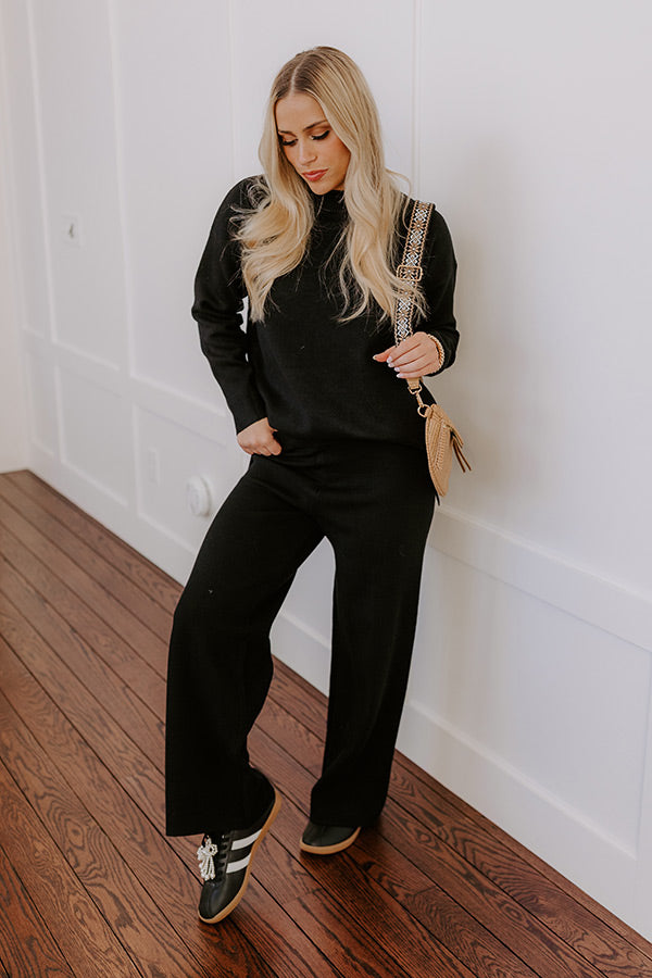 Small Town Bistro High Waist Knit Pants in Black Image - 1