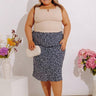 The Caitlyn High Waist Floral Midi Skirt in Navy Curves Image - 1