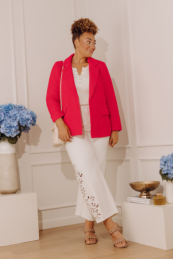 Boho Chic Crochet Blazer in Raspberry Curves Image - 1