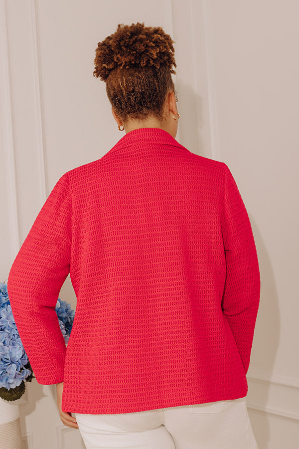 Boho Chic Crochet Blazer in Raspberry Curves Image - 5