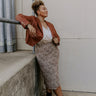 The Caitlyn High Waist Leopard Midi Skirt in Brown Curves Image - 1
