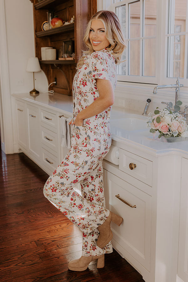 Napa Valley Ready Floral Denim Jumpsuit Image - 3