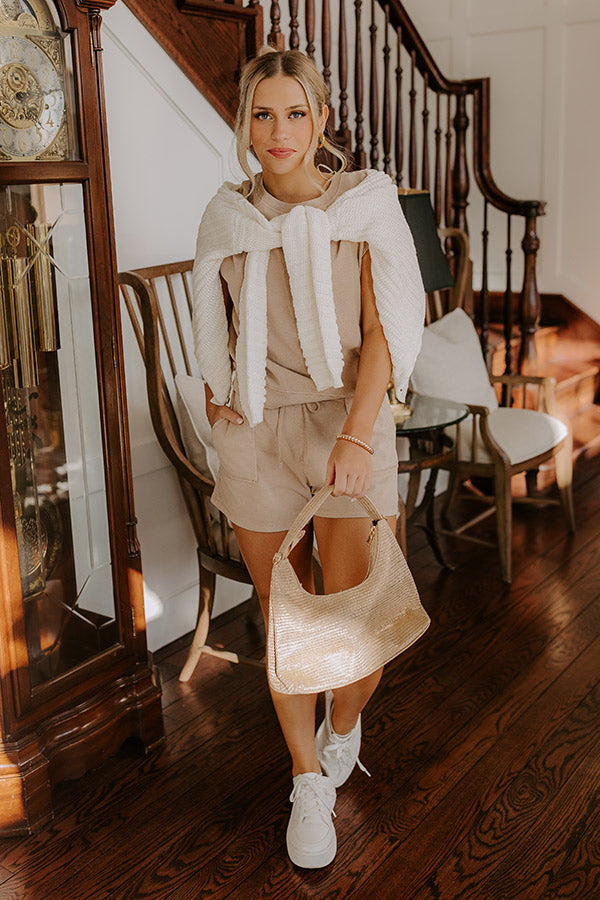 Casual Convo High Waist Vintage Wash Shorts in Iced Latte Image - 1