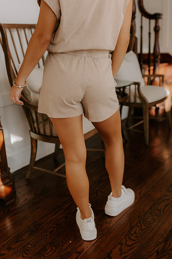 Casual Convo High Waist Vintage Wash Shorts in Iced Latte Image - 4