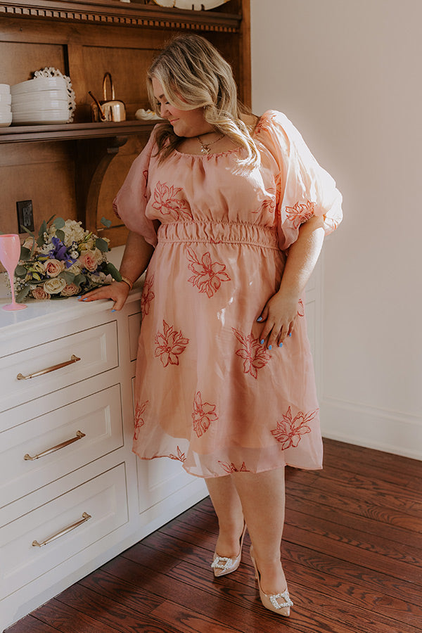 Style A La Mode Embroidered Organza Midi Dress Curves Image - 1