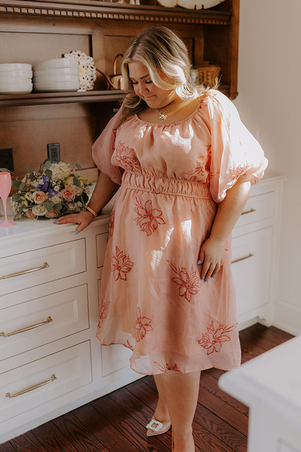 Style A La Mode Embroidered Organza Midi Dress Curves Image - 4