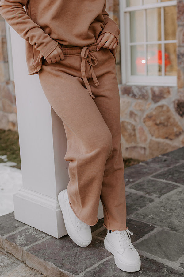 Cozy Cues High Waist Wide Leg Fleece Pants in  Camel Image - 2