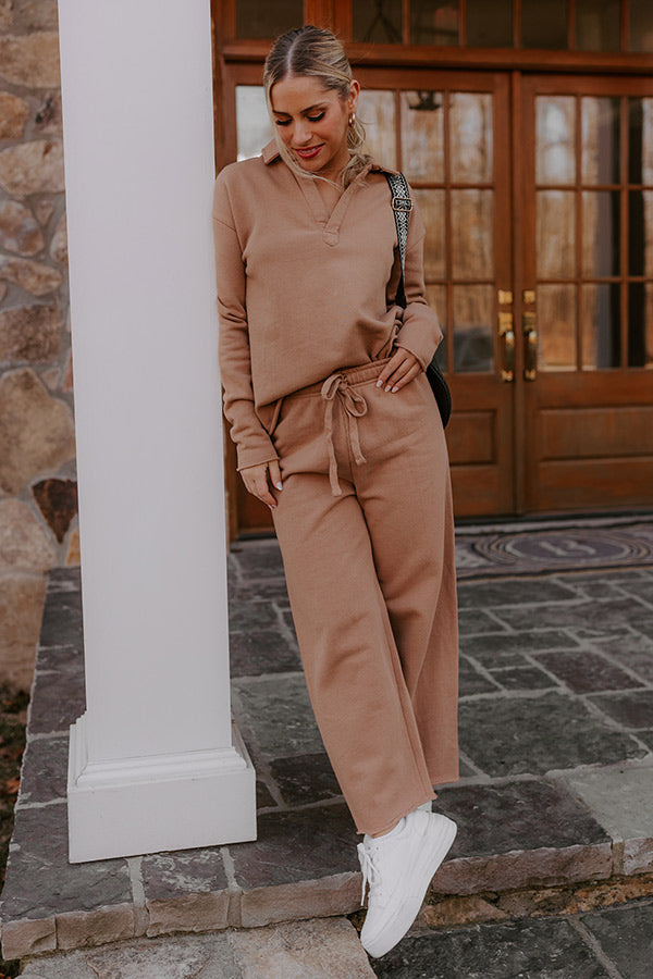 Cozy Cues High Waist Wide Leg Fleece Pants in  Camel