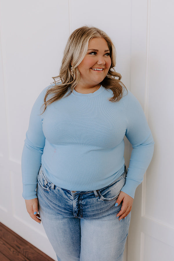 Breezy Chic Knit Sweater Top in Sky Blue Curves Image - 1