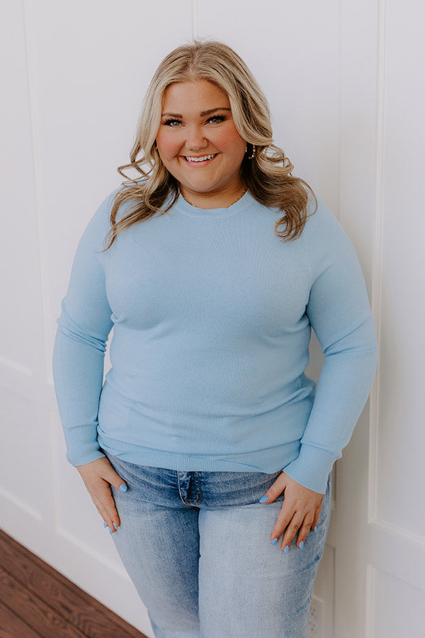 Breezy Chic Knit Sweater Top in Sky Blue Curves Image - 2