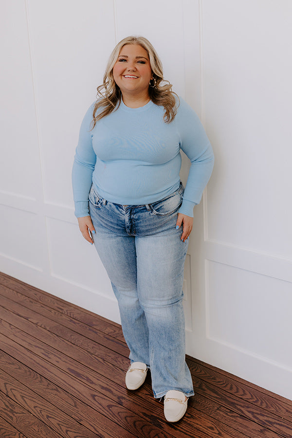 Breezy Chic Knit Sweater Top in Sky Blue Curves Image - 4