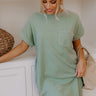 Cafe Meetup Vintage Wash T-Shirt Dress in Sage Image - 1