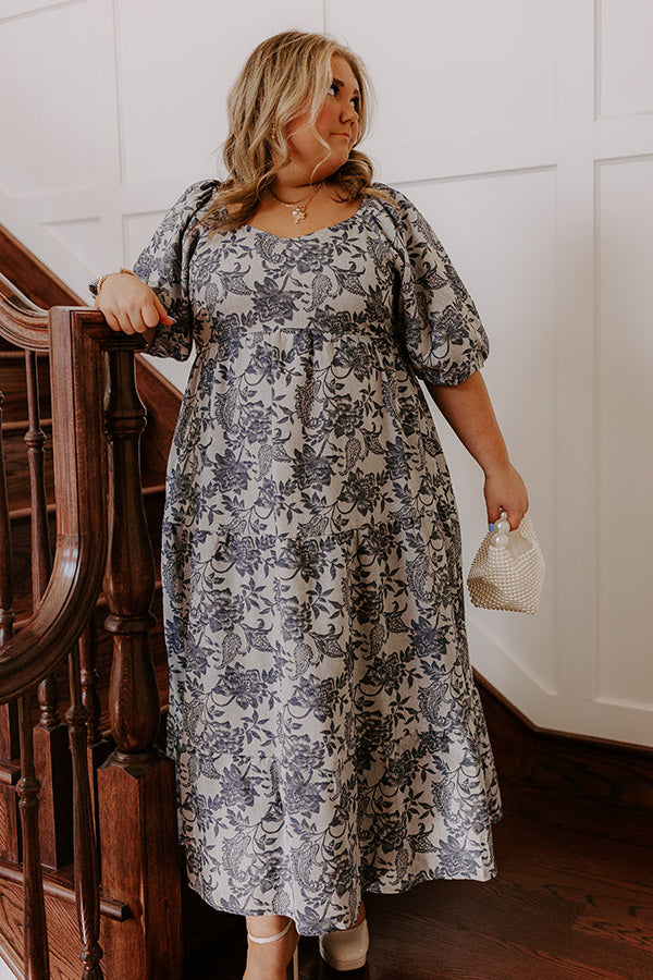 Wisteria Wonder Floral Jacquard Midi Dress Curves Image - 4
