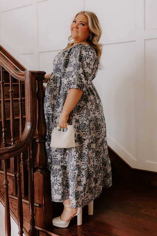 Wisteria Wonder Floral Jacquard Midi Dress Curves Image - 3