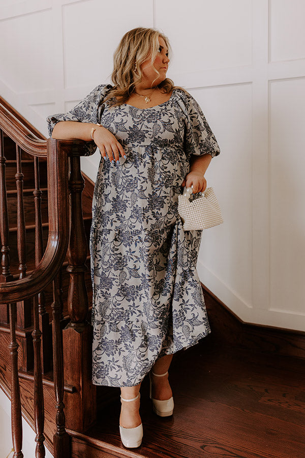 Wisteria Wonder Floral Jacquard Midi Dress Curves Image - 2