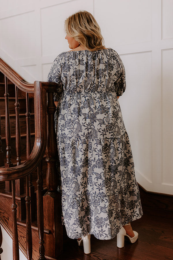 Wisteria Wonder Floral Jacquard Midi Dress Curves Image - 5