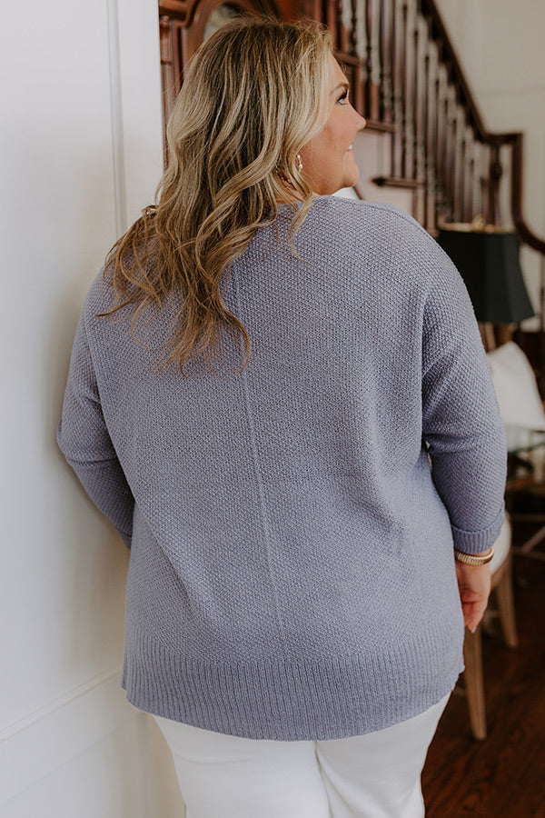 Morning Dew Knit Sweater Top in Periwinkle Curves Image - 4