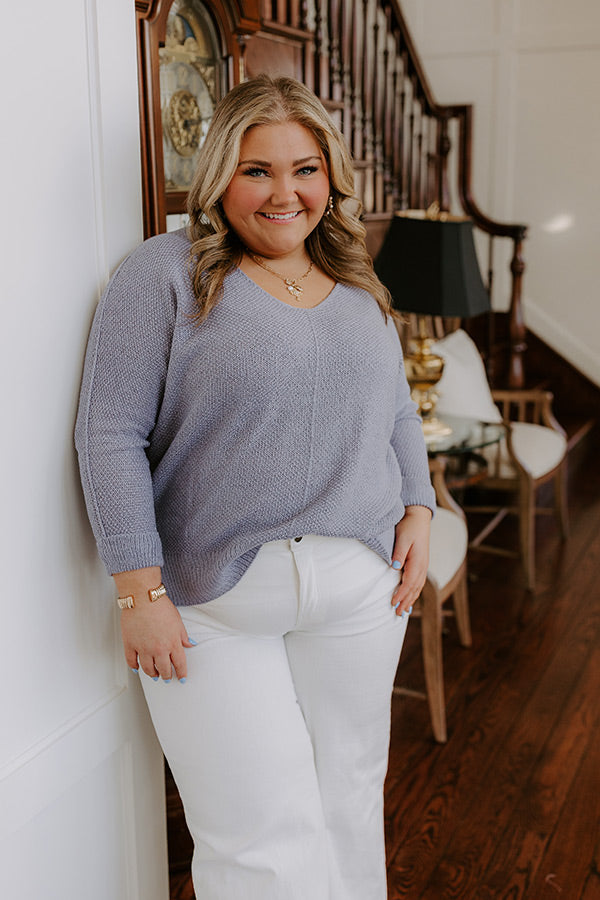Morning Dew Knit Sweater Top in Periwinkle Curves Image - 1