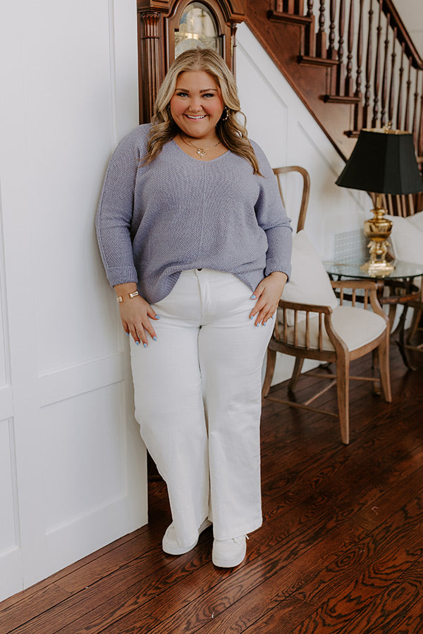 Morning Dew Knit Sweater Top in Periwinkle Curves Image - 2