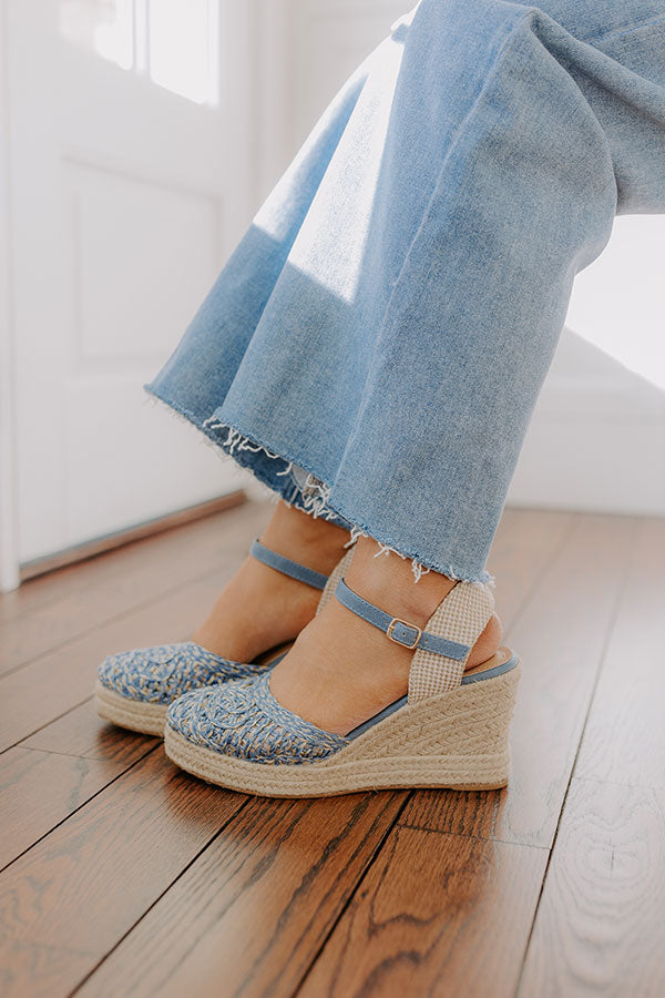 The Carlie Woven Wedge in Airy Blue Image - 3