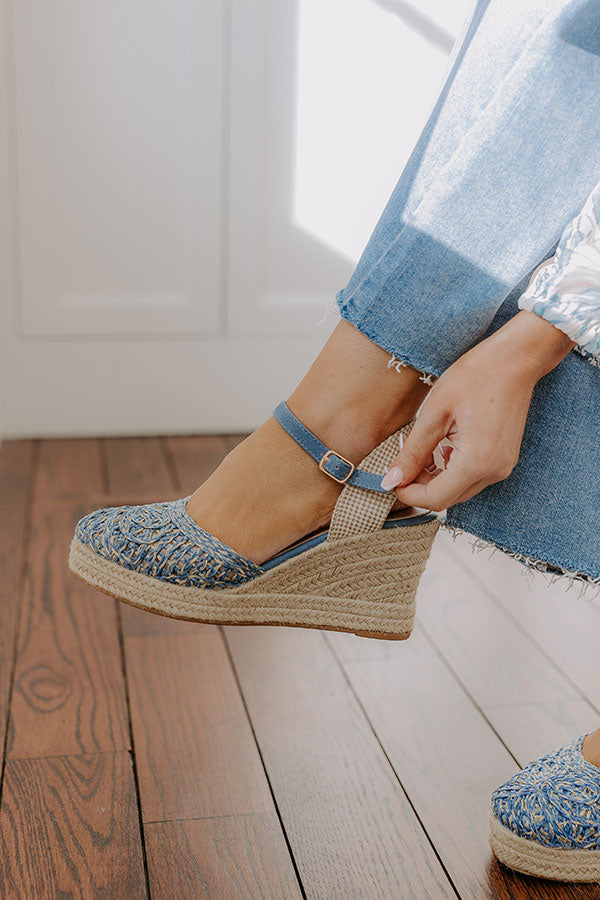 The Carlie Woven Wedge in Airy Blue Image - 2