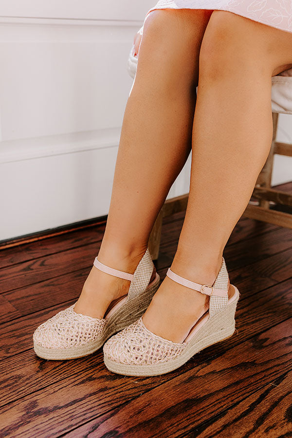 The Carlie Woven Wedge in Light Pink Image - 3