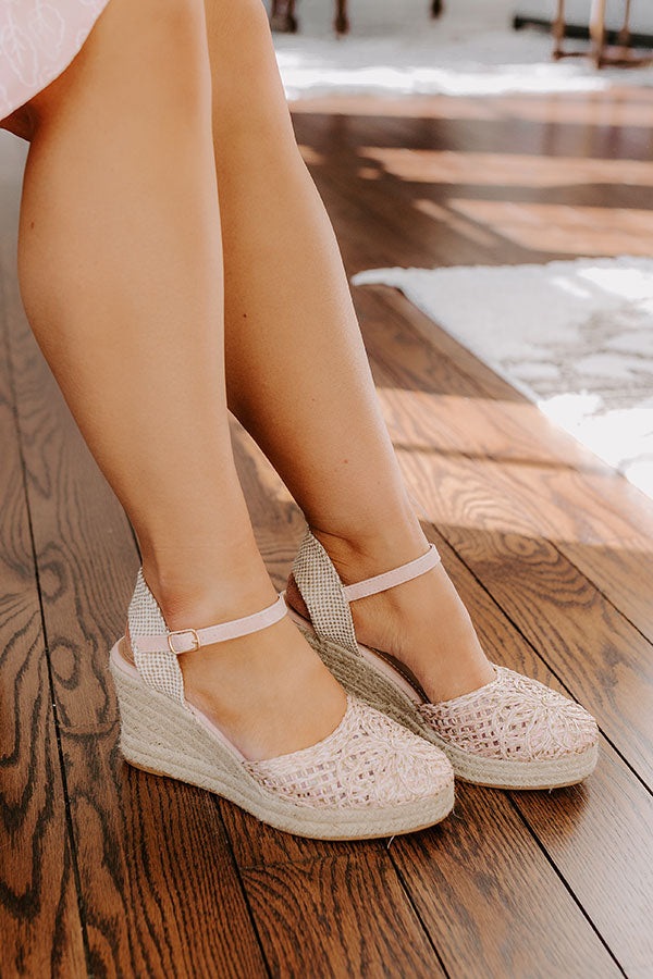 The Carlie Woven Wedge in Light Pink Image - 1