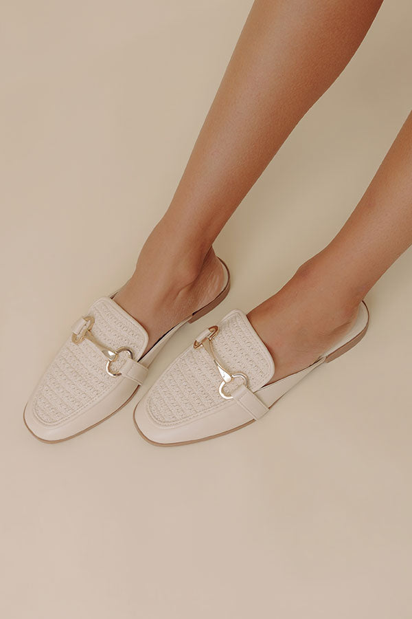 The Hannah Faux Leather Mule Loafer in Cream