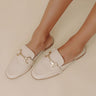 The Hannah Faux Leather Mule Loafer in Cream Image - 1