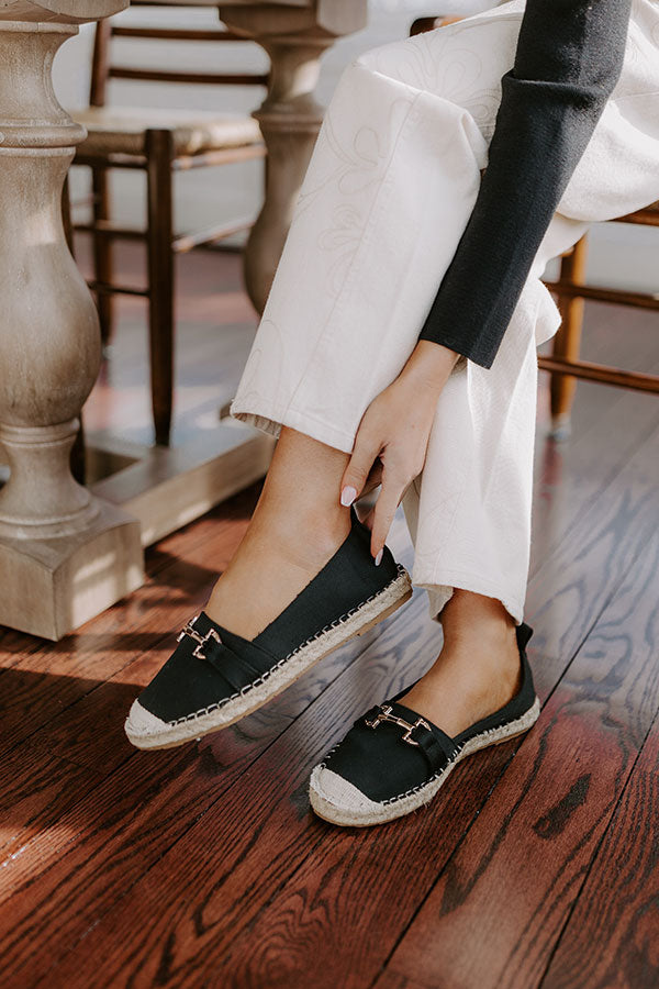 The Ellie Espadrille Flat in Black Image - 1
