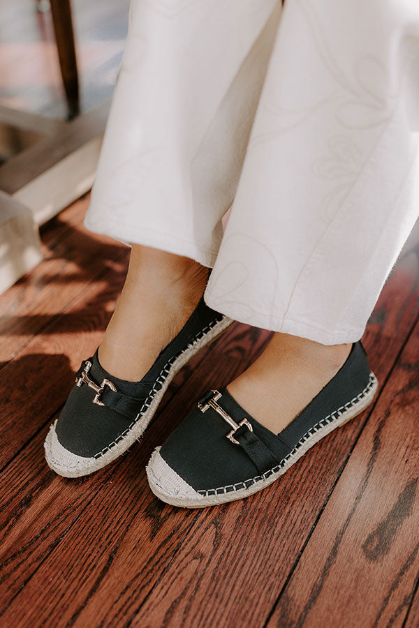 The Ellie Espadrille Flat in Black Image - 2