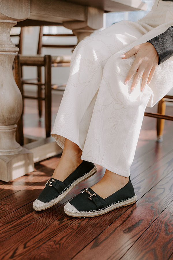 The Ellie Espadrille Flat in Black Image - 3