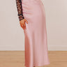 The Tiffany High Waist Satin Midi Skirt in Pink Image - 1