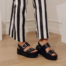 The Naomi Faux Leather Platform Sandal in Black Image - 1