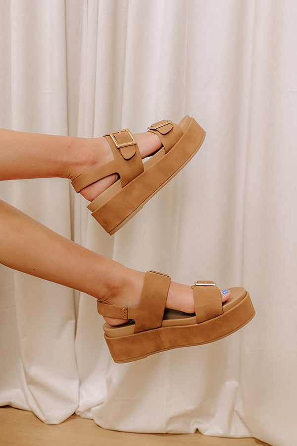 The Naomi Faux Leather Platform Sandal in Brown Image - 1