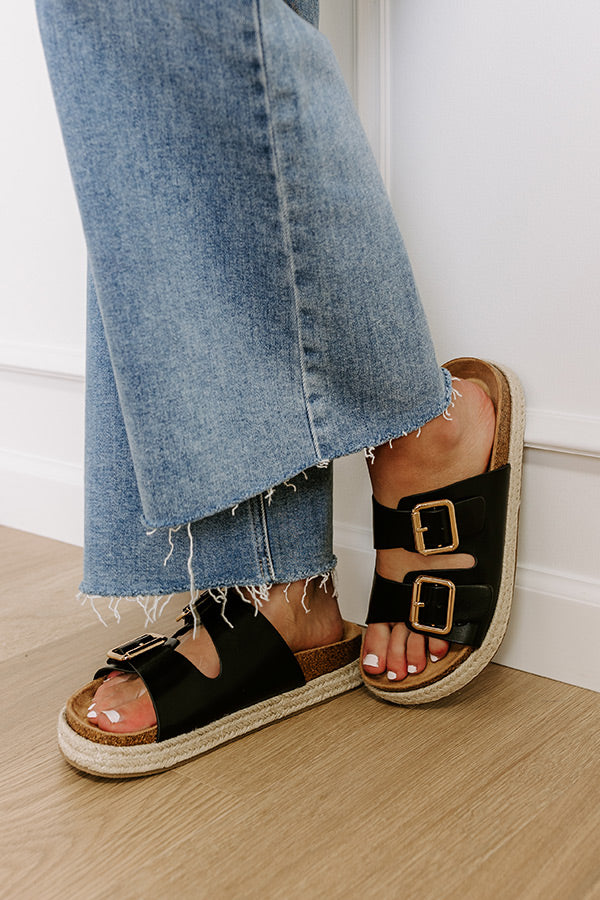 The Sydney Faux Leather Sandal in Black Image - 1