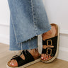 The Sydney Faux Leather Sandal in Black Image - 1