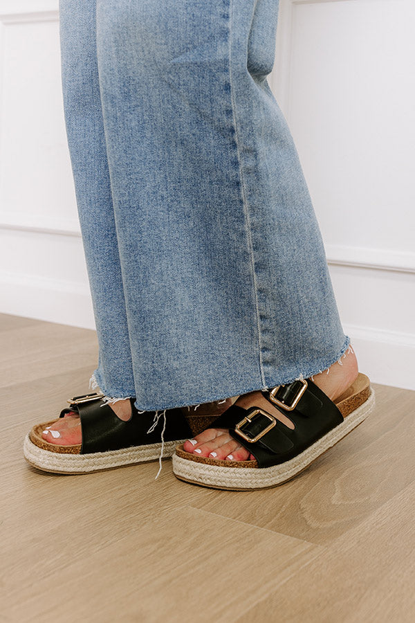 The Sydney Faux Leather Sandal in Black Image - 2