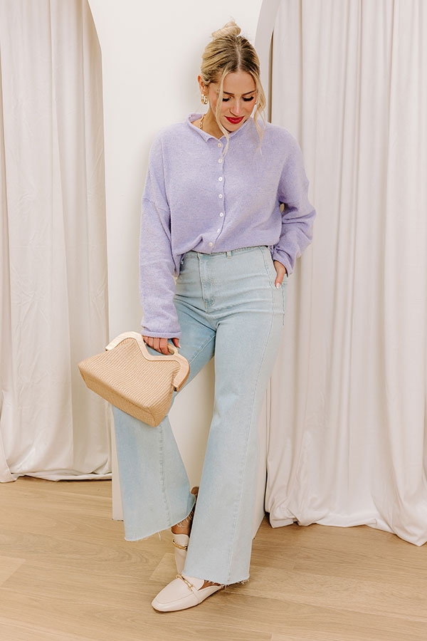 Coffee Shop Cutie Knit Cardigan in Lavender Image - 2