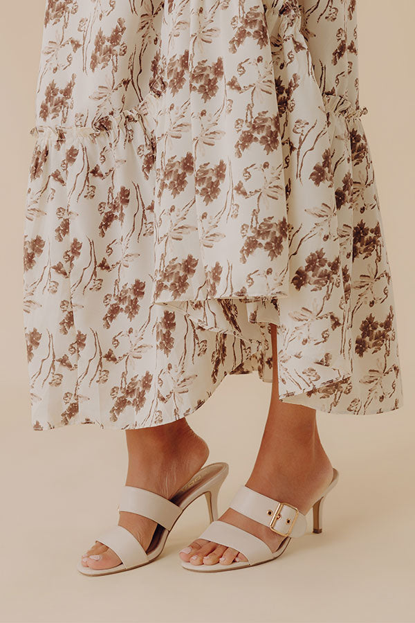 The Rachel Faux Leather Heel in Ivory