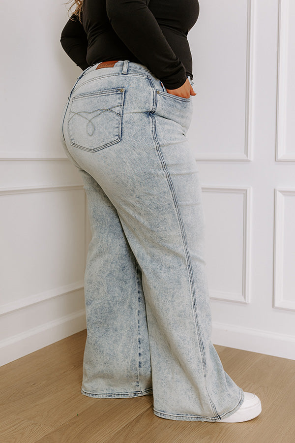 JUDY BLUE Vera High Waist Wide Leg Acid Wash Jean Curves img5